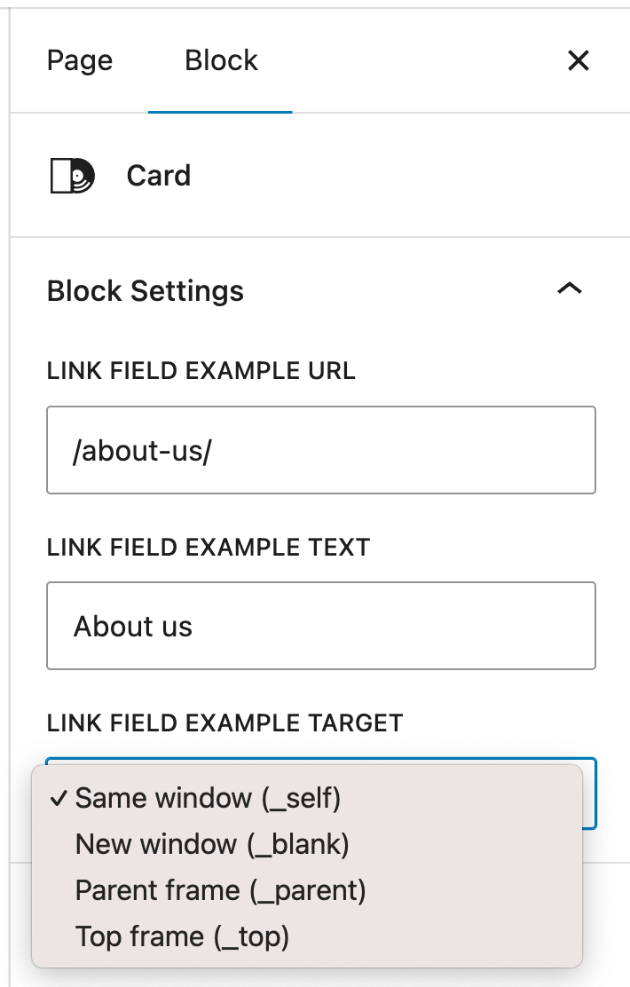 Fancoolo fields in gutenberg link