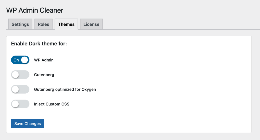 Wordpress admin dark theme