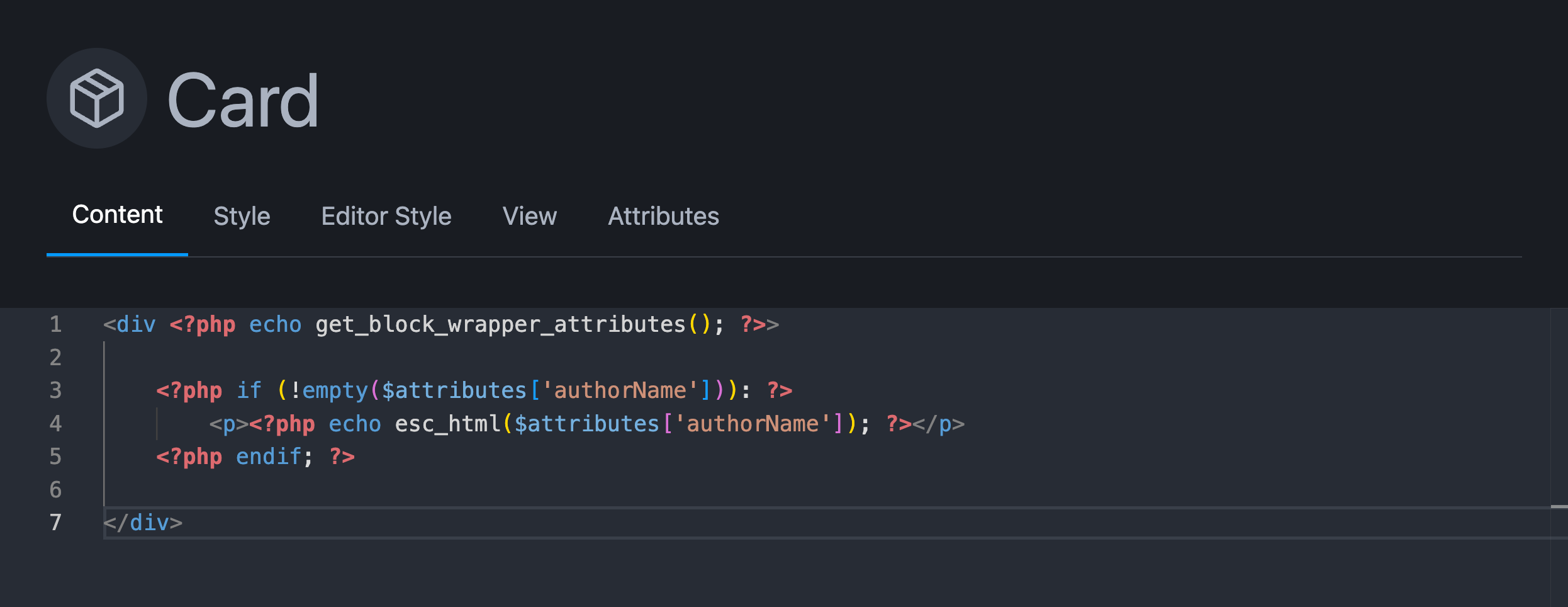 Attributes manager code