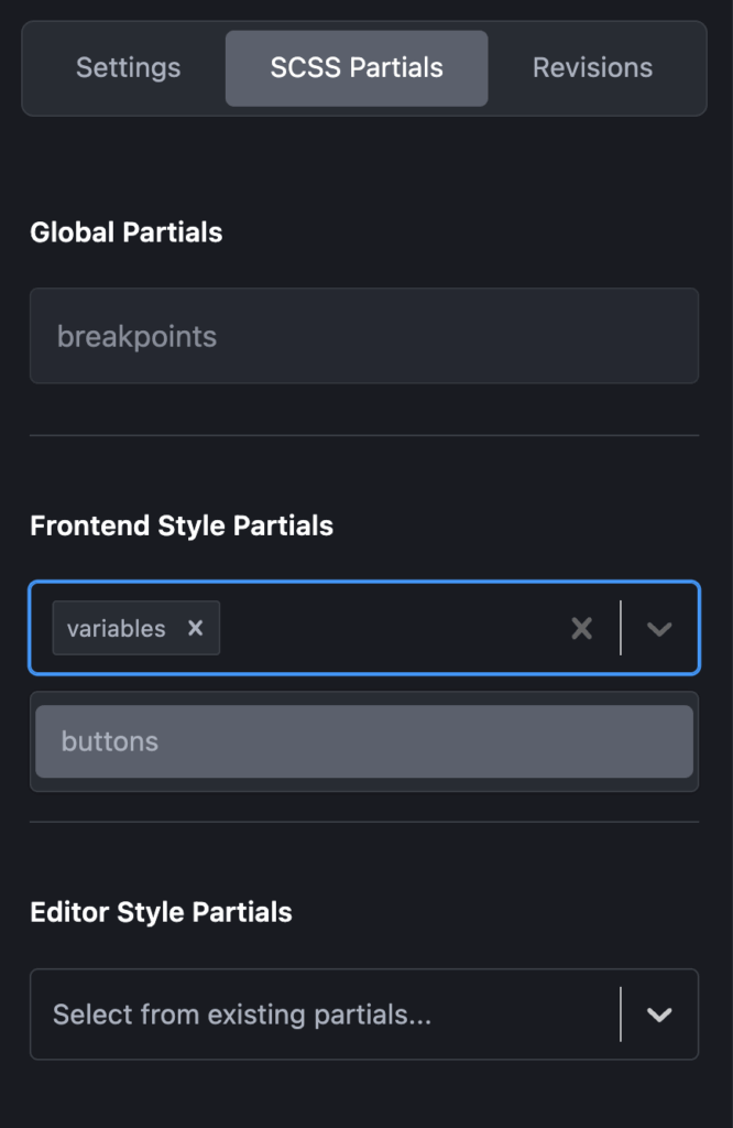 Scss partial include from block