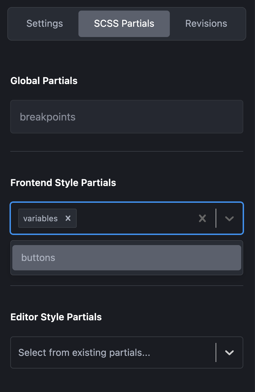 Scss partial include from block